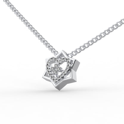 0.20 Cttw Natural Diamond Queen Star Heart Pendant Necklace in 925 Sterling Silver
