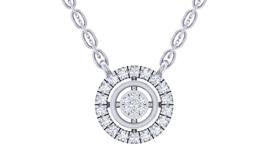 0.20 Cttw Natural Diamond Double Halo Pendant Necklace in 925 Sterling Silver
