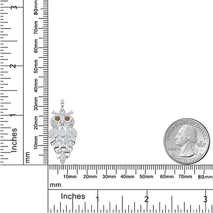 0.17 Cttw Natural Diamond Vintage Owl Pendant Necklace for Women | 925 Sterling Silver