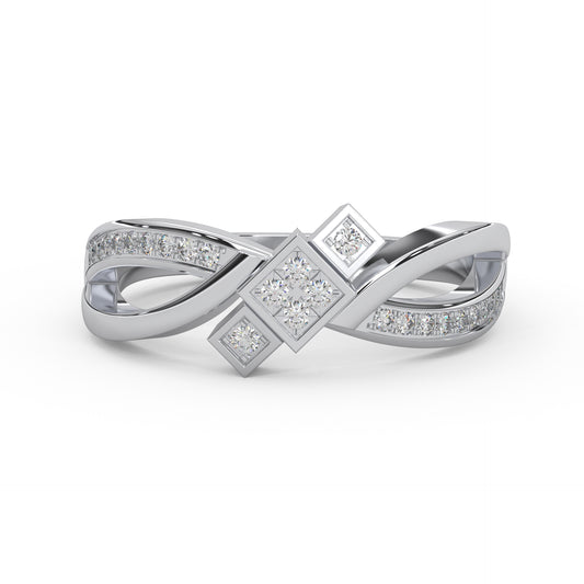 0.15 Cttw Natural Diamond Bright Cut Setting Delicate Promise Ring | 925 Sterling Silver