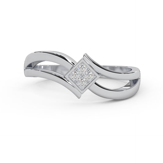 0.5 Cttw Natural Diamond Bypass Split Shank Promise Ring | 925 Sterling Silver