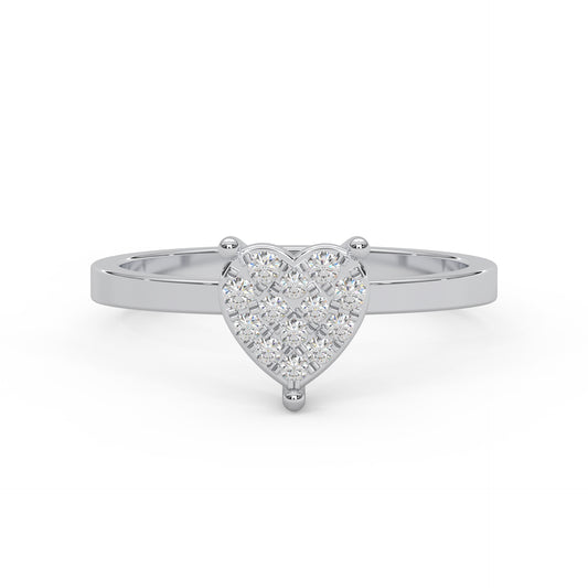 0.12 Cttw Natural Diamond Milgrain Heart Shaped Engagement Ring for Women | 925 Sterling Silver