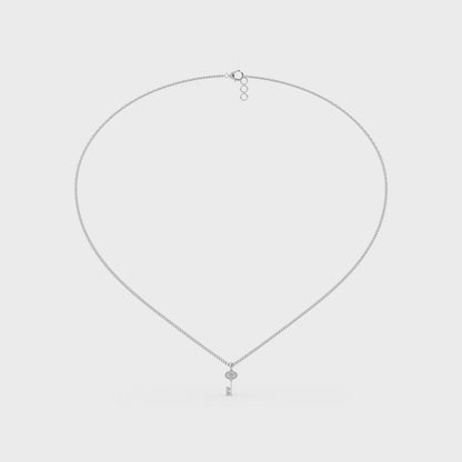 0.17 Cttw Natural Diamond Heart Key Pendant Necklace in 925 Sterling Silver
