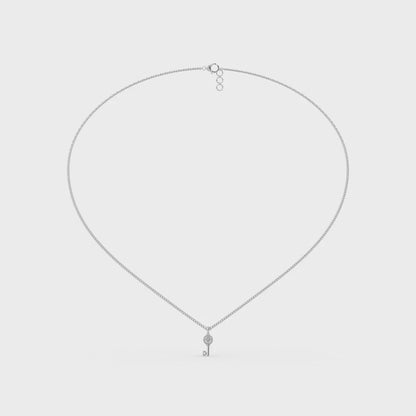 0.19 Cttw Natural Diamond Heart Key Pendant Necklace in 925 Sterling Silver